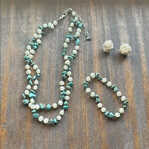 Turquoise and Pearl Jewelry Set